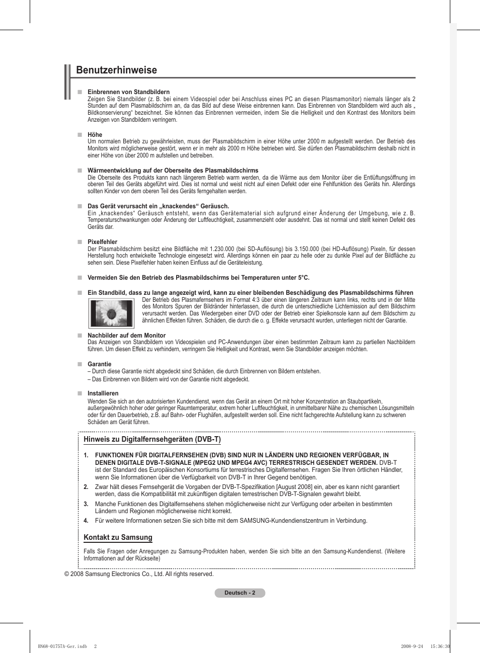 Benutzerhinweise | Samsung PS63A756T1MXXC User Manual | Page 139 / 337