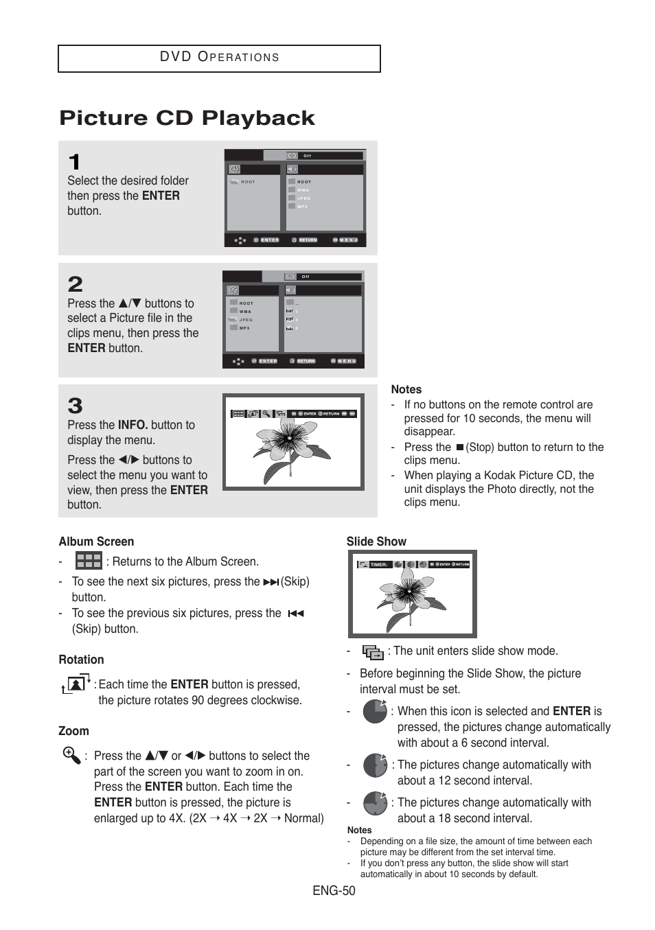 Picture cd playback, D v d o, Eng-50 | Samsung DVD-V5500-AFS User Manual | Page 50 / 85