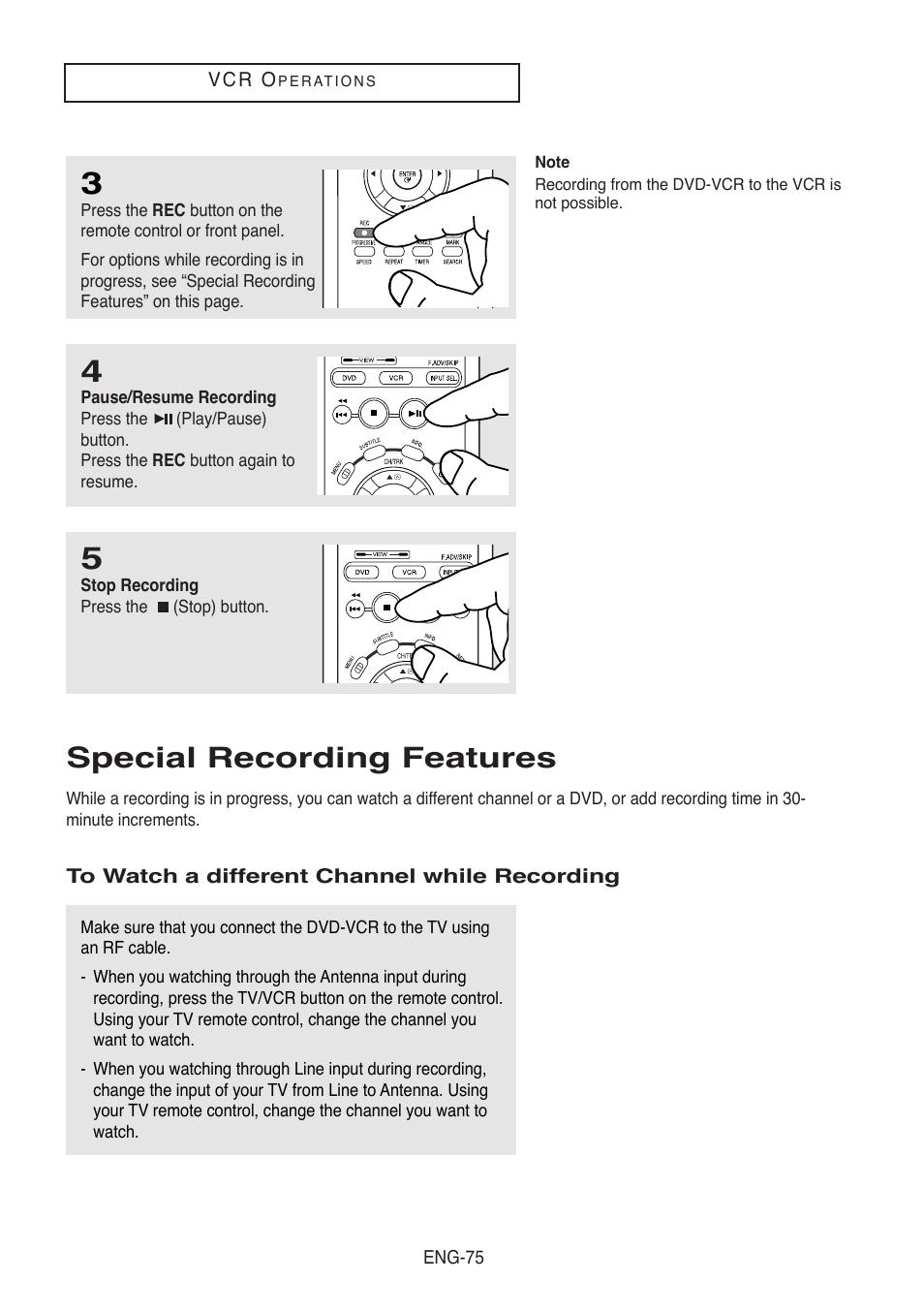 Special recording features | Samsung DVD-V5500-AFS User Manual | Page 75 / 85