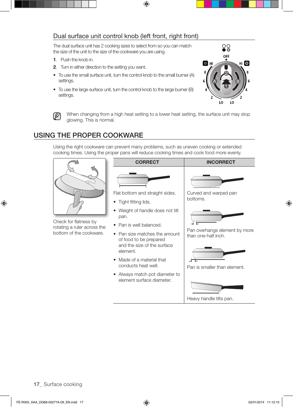 Using the proper cookware | Samsung FE-R300SW-XAA User Manual | Page 18 / 44