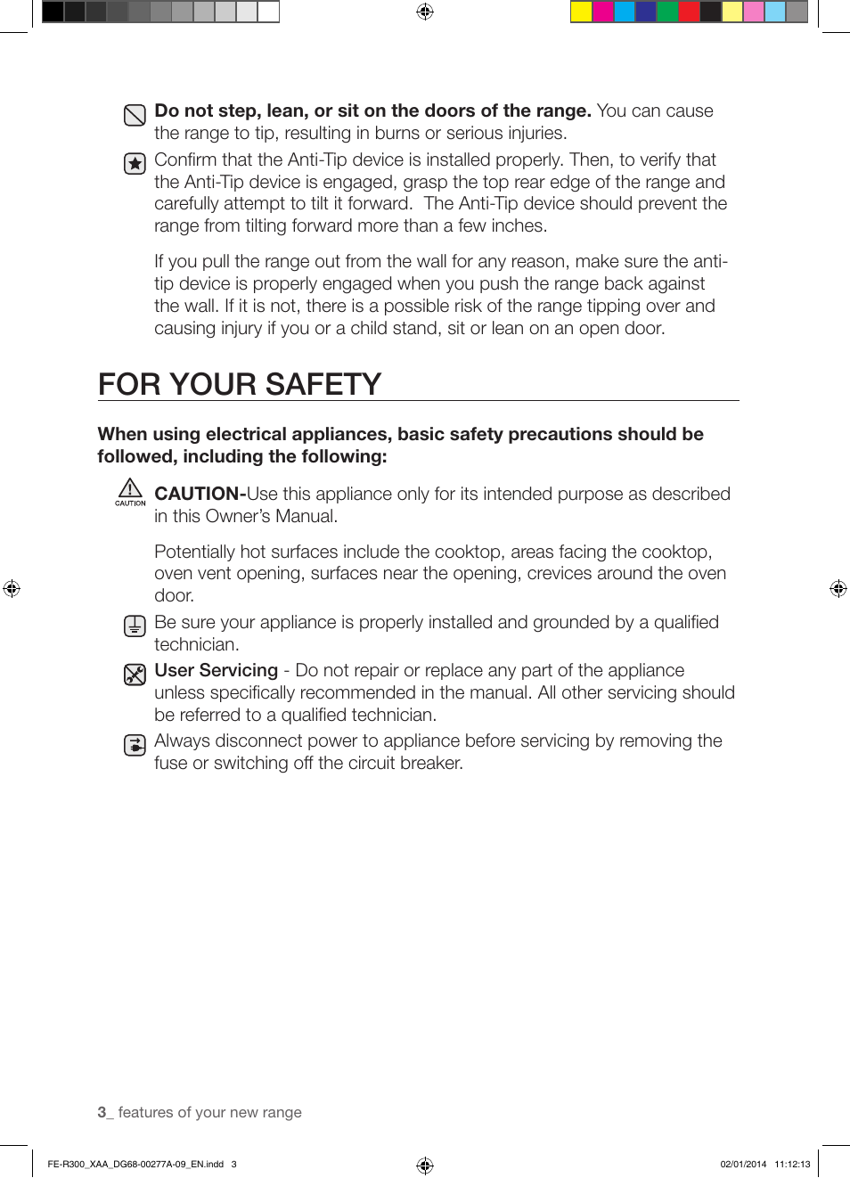 For your safety | Samsung FE-R300SW-XAA User Manual | Page 4 / 44