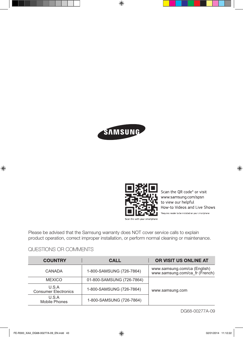 Samsung FE-R300SW-XAA User Manual | Page 44 / 44