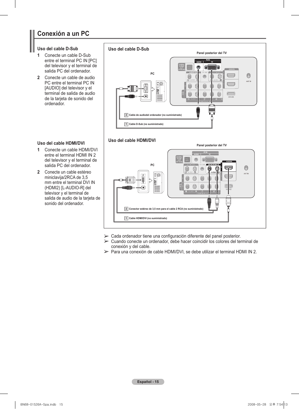 Conexión a un pc | Samsung PN50A530S2FXZA User Manual | Page 102 / 168