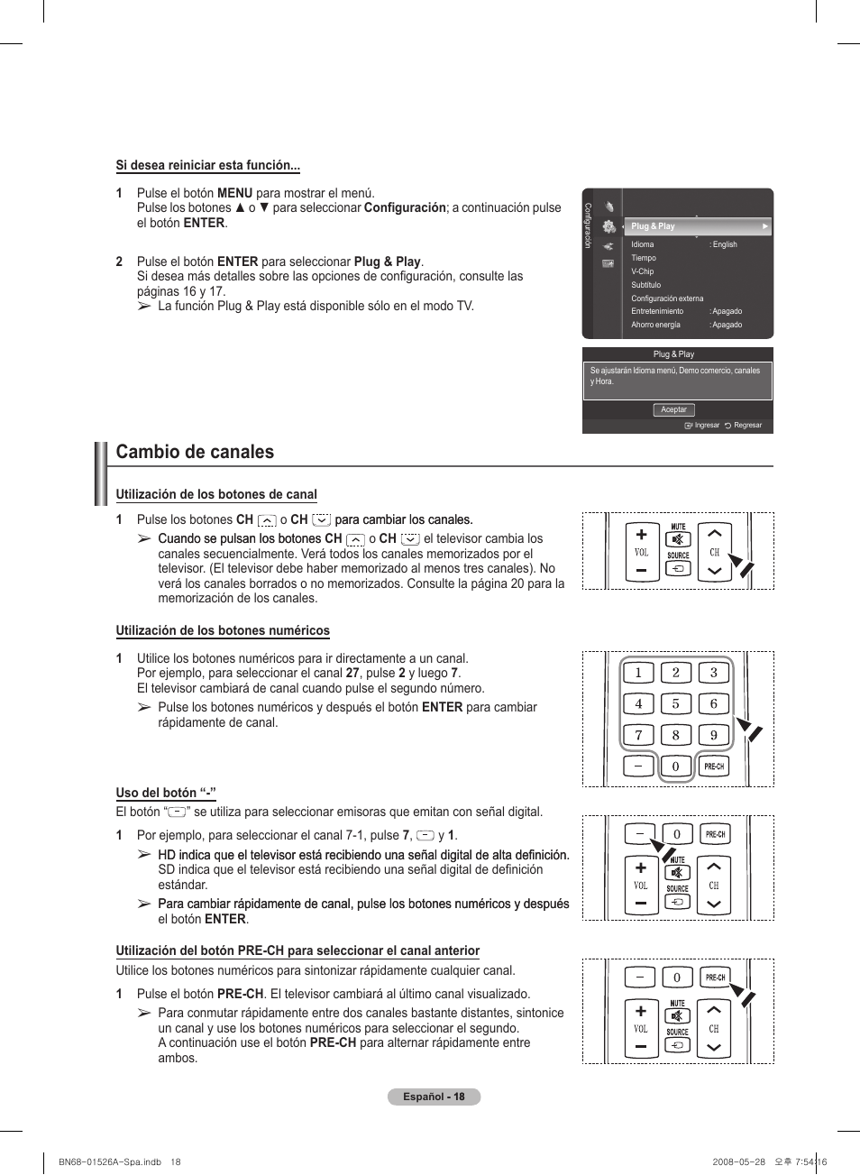 Cambio de canal�es | Samsung PN50A530S2FXZA User Manual | Page 105 / 168