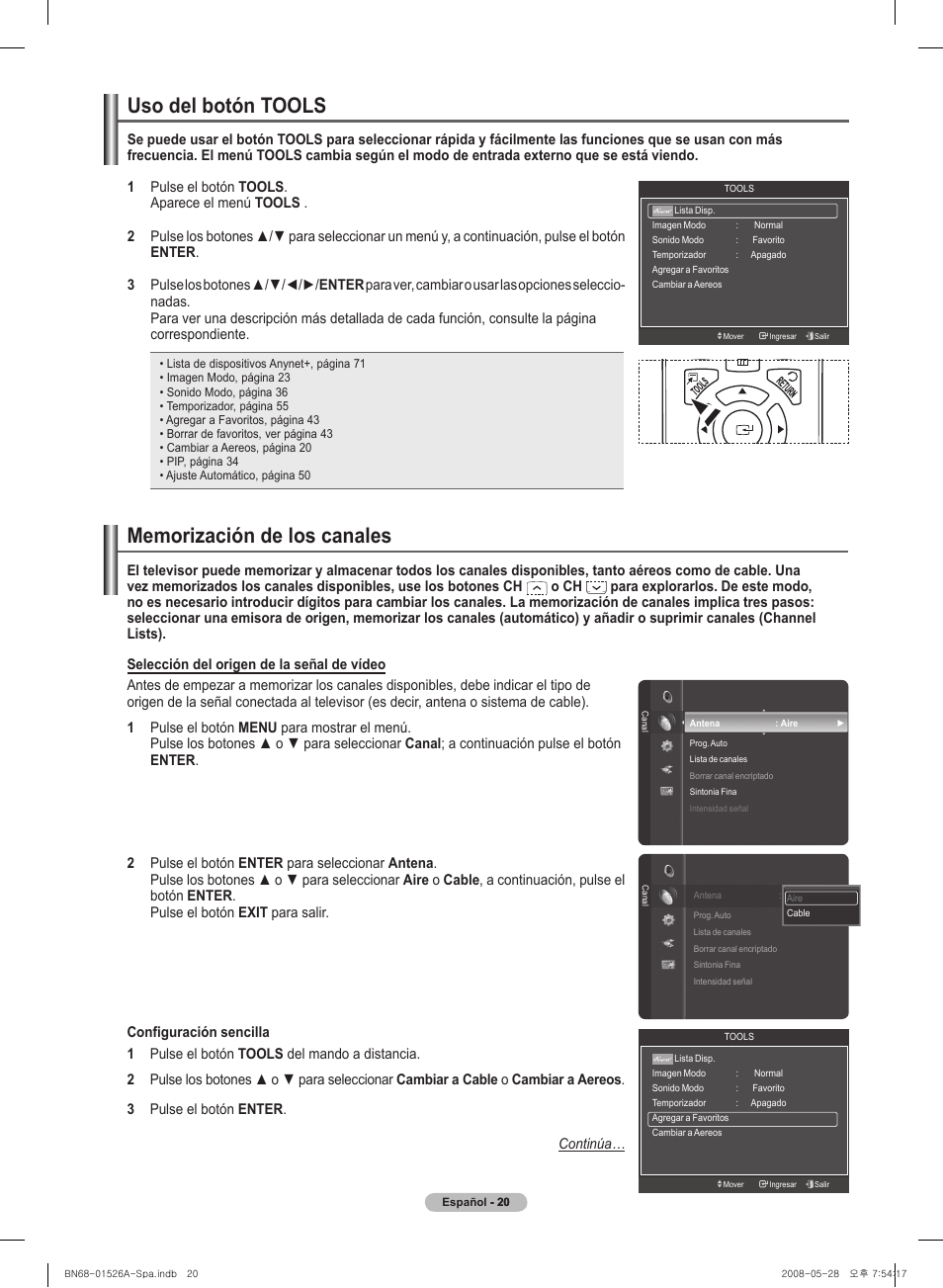 Uso del� botón tools | Samsung PN50A530S2FXZA User Manual | Page 107 / 168