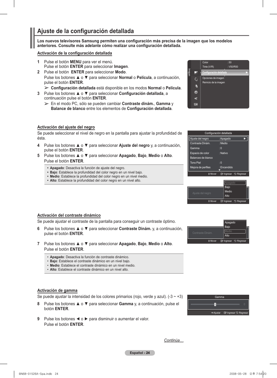 Ajuste de l�a configuración detal�l�ada | Samsung PN50A530S2FXZA User Manual | Page 111 / 168