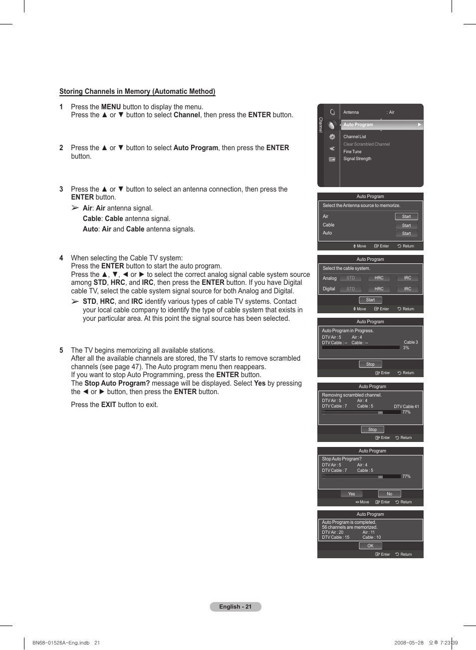 Samsung PN50A530S2FXZA User Manual | Page 21 / 168