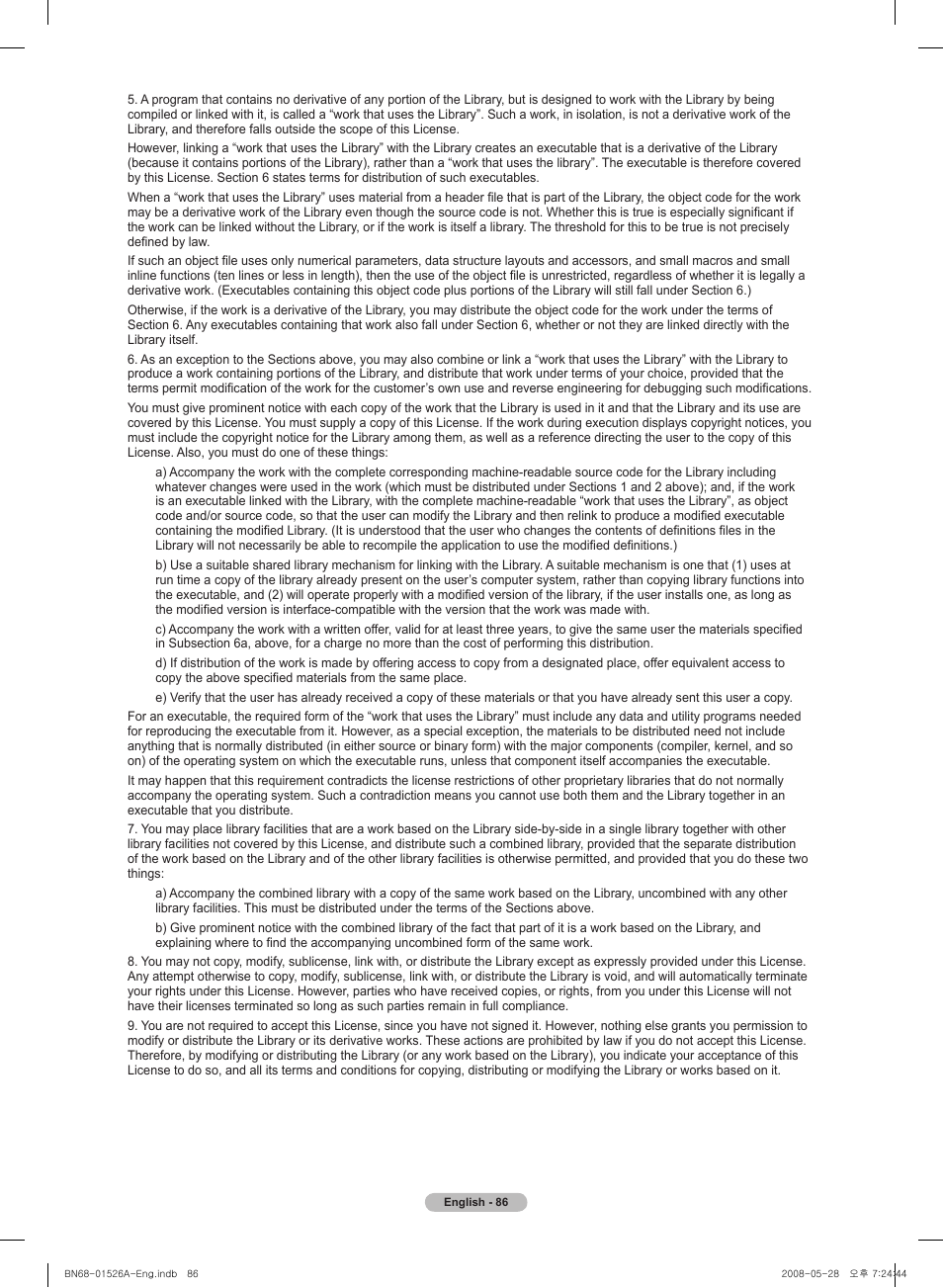 Samsung PN50A530S2FXZA User Manual | Page 86 / 168