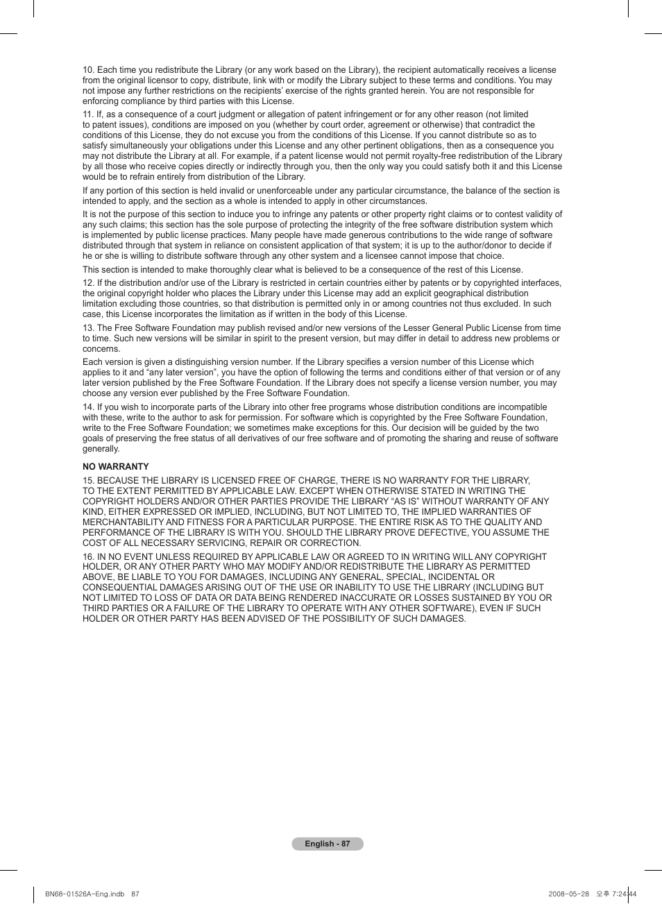 Samsung PN50A530S2FXZA User Manual | Page 87 / 168
