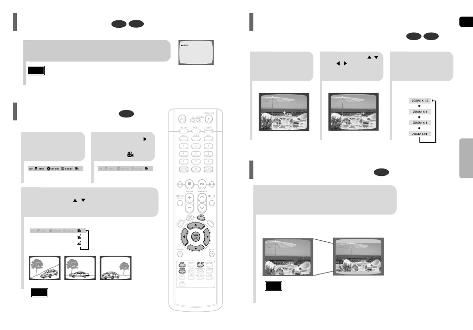 Step function, Zoom (screen enlarge) function, Ez view function | Angle function, Zoom (screen enlarge) function ez view function | Samsung HT-P40TH-XAA User Manual | Page 17 / 35