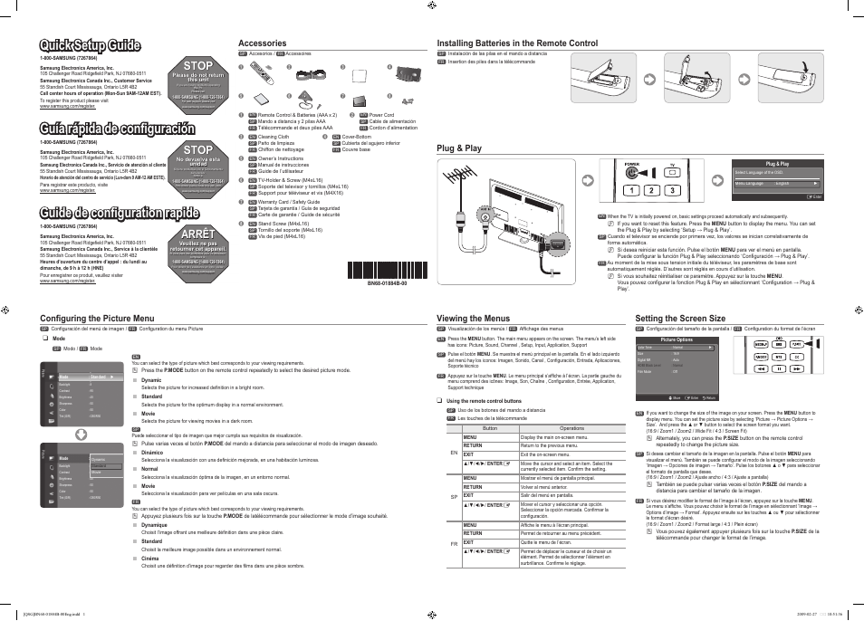 Samsung LN52B540P8FXZA User Manual | 2 pages