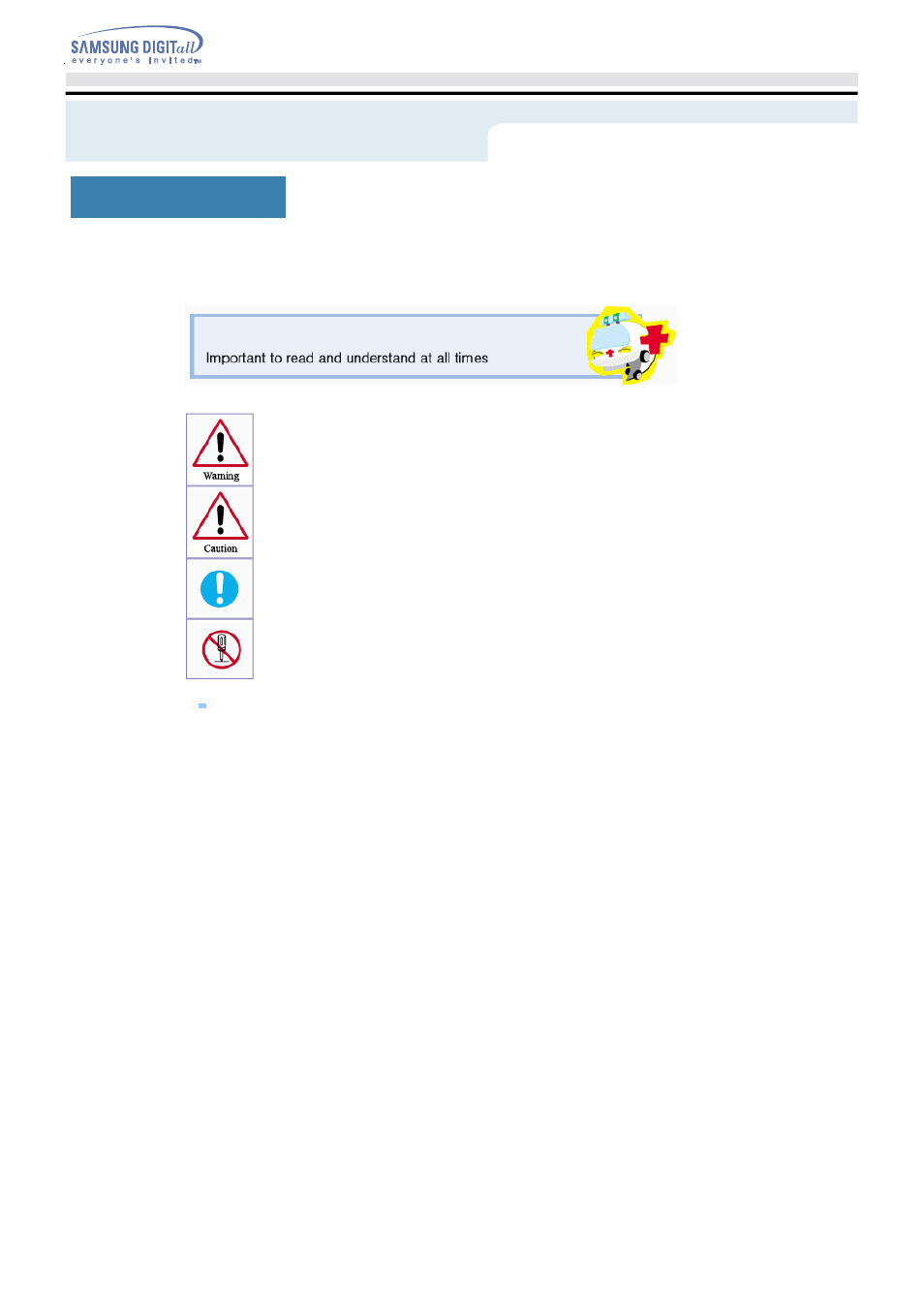 Safety precautions | Samsung TS-H542A-WRCH User Manual | Page 2 / 24