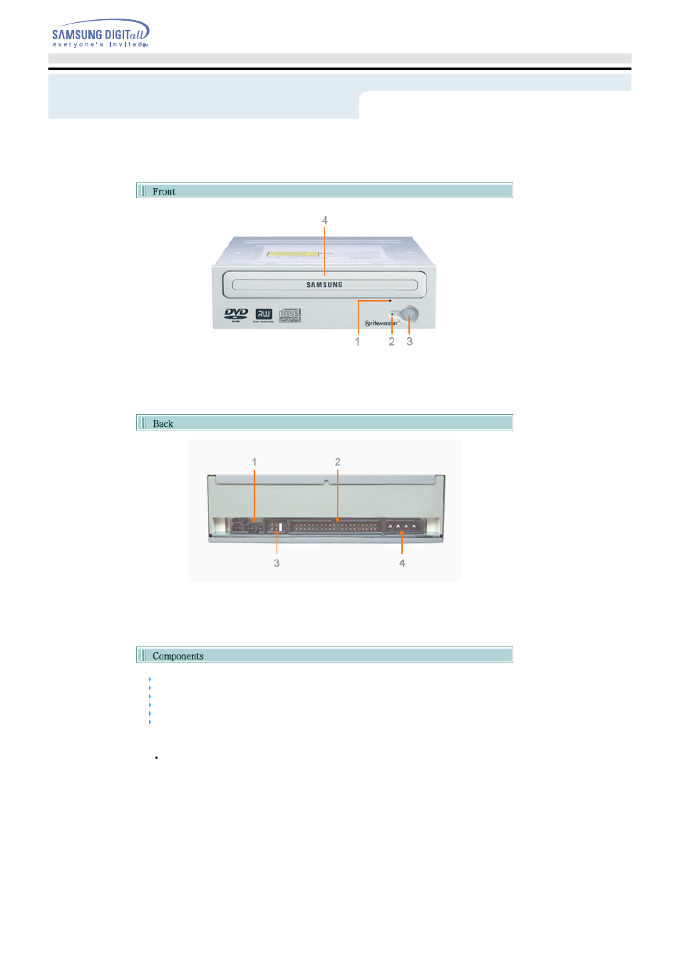 Features | Samsung TS-H542A-WRCH User Manual | Page 6 / 24