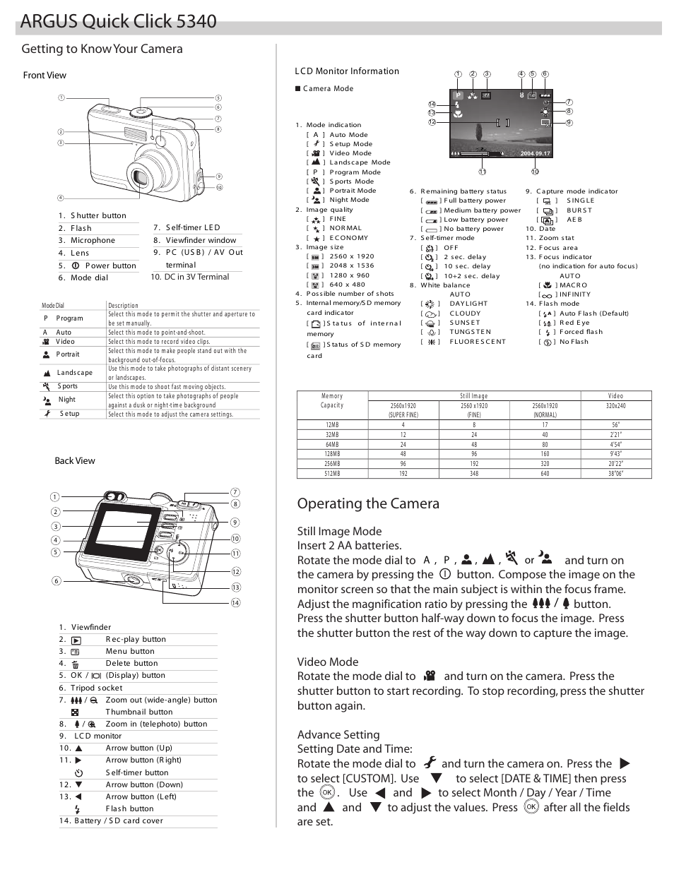 Argus Camera 5340 User Manual | 3 pages