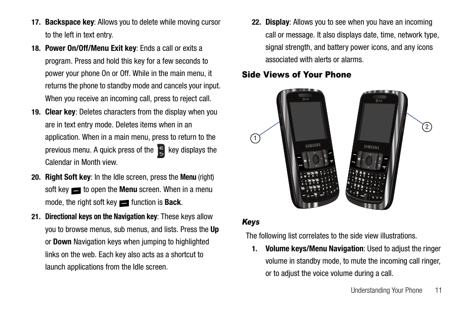 Side views of your phone | Samsung SGH-A257URAATT User Manual | Page 15 / 121