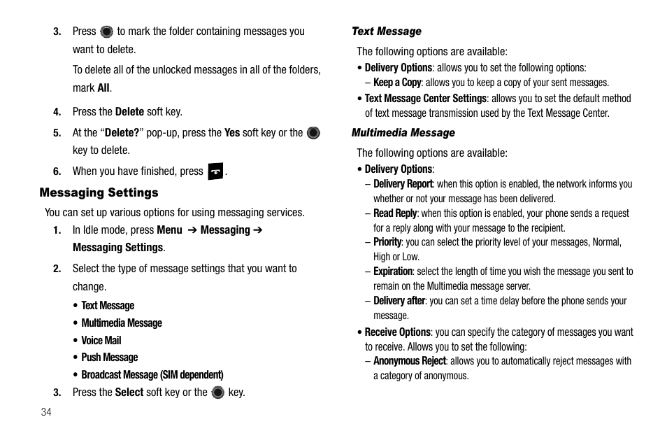 Messaging settings | Samsung SGH-A257URAATT User Manual | Page 38 / 121