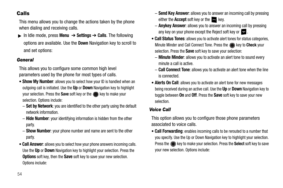 Calls | Samsung SGH-A257URAATT User Manual | Page 58 / 121