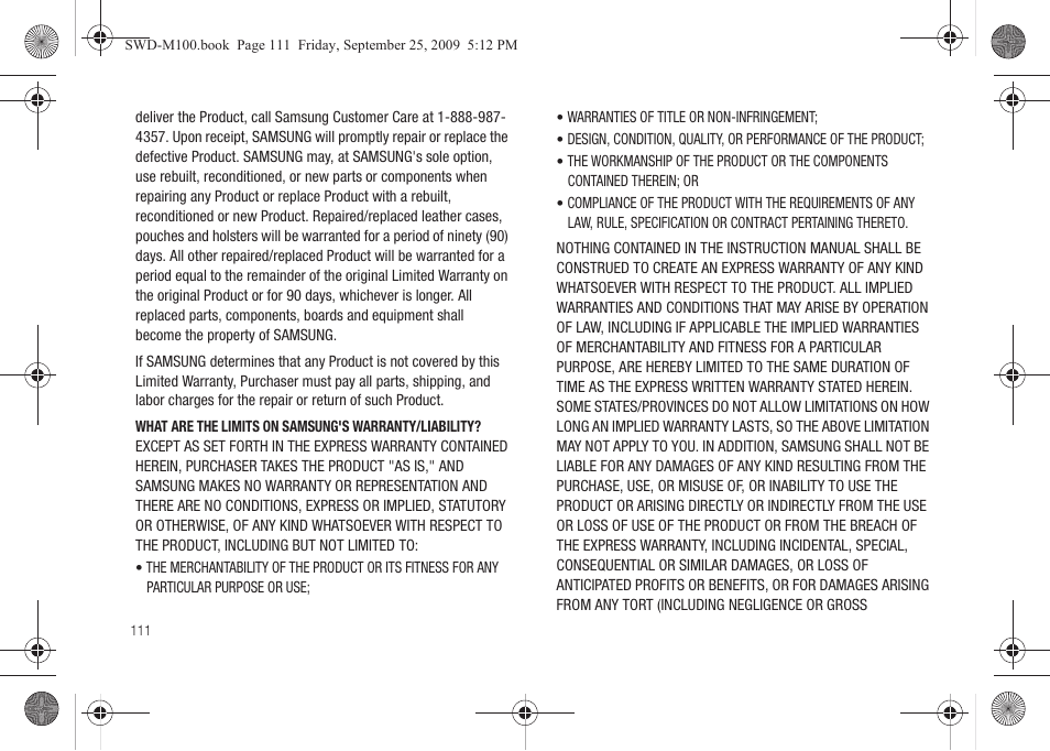 Samsung SWD-M100ZKECLW User Manual | Page 116 / 128