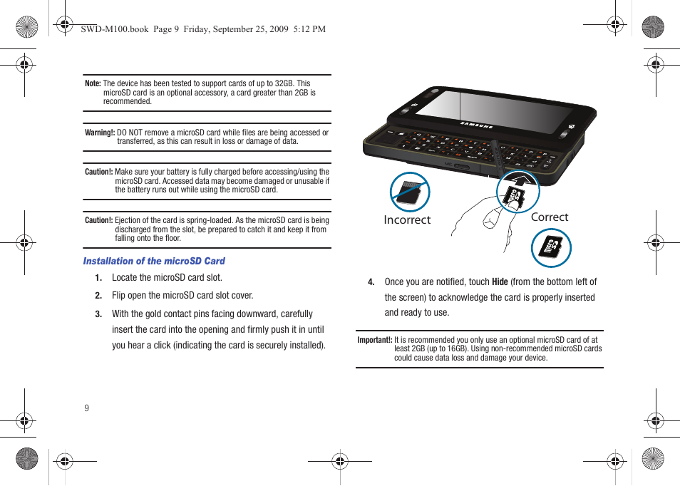 Incorrect correct | Samsung SWD-M100ZKECLW User Manual | Page 14 / 128