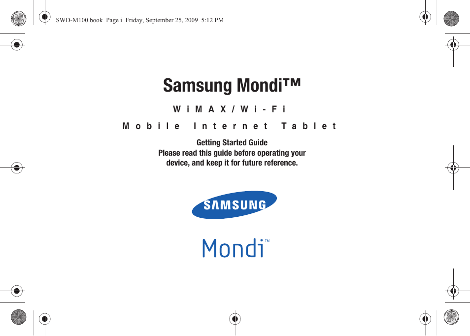 Samsung mondi | Samsung SWD-M100ZKECLW User Manual | Page 3 / 128