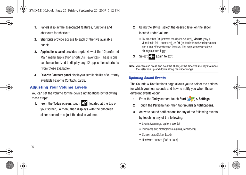 Adjusting your volume levels | Samsung SWD-M100ZKECLW User Manual | Page 30 / 128
