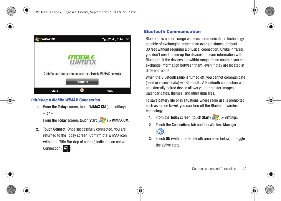 Bluetooth communication | Samsung SWD-M100ZKECLW User Manual | Page 47 / 128