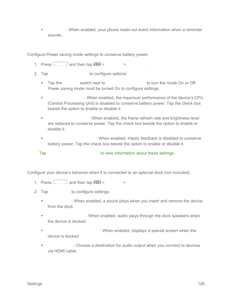 Power saving mode settings, Accessory settings | Samsung SPH-L710RWPSPR User Manual | Page 137 / 157