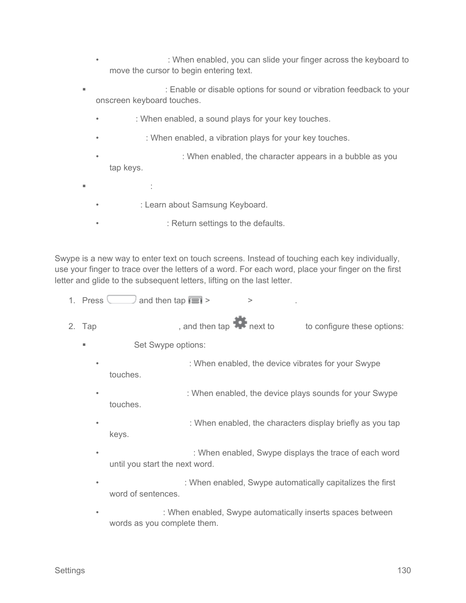 Swype settings | Samsung SPH-L710RWPSPR User Manual | Page 141 / 157