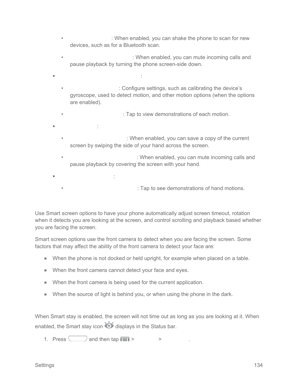 Smart screen settings, Smart stay | Samsung SPH-L710RWPSPR User Manual | Page 145 / 157