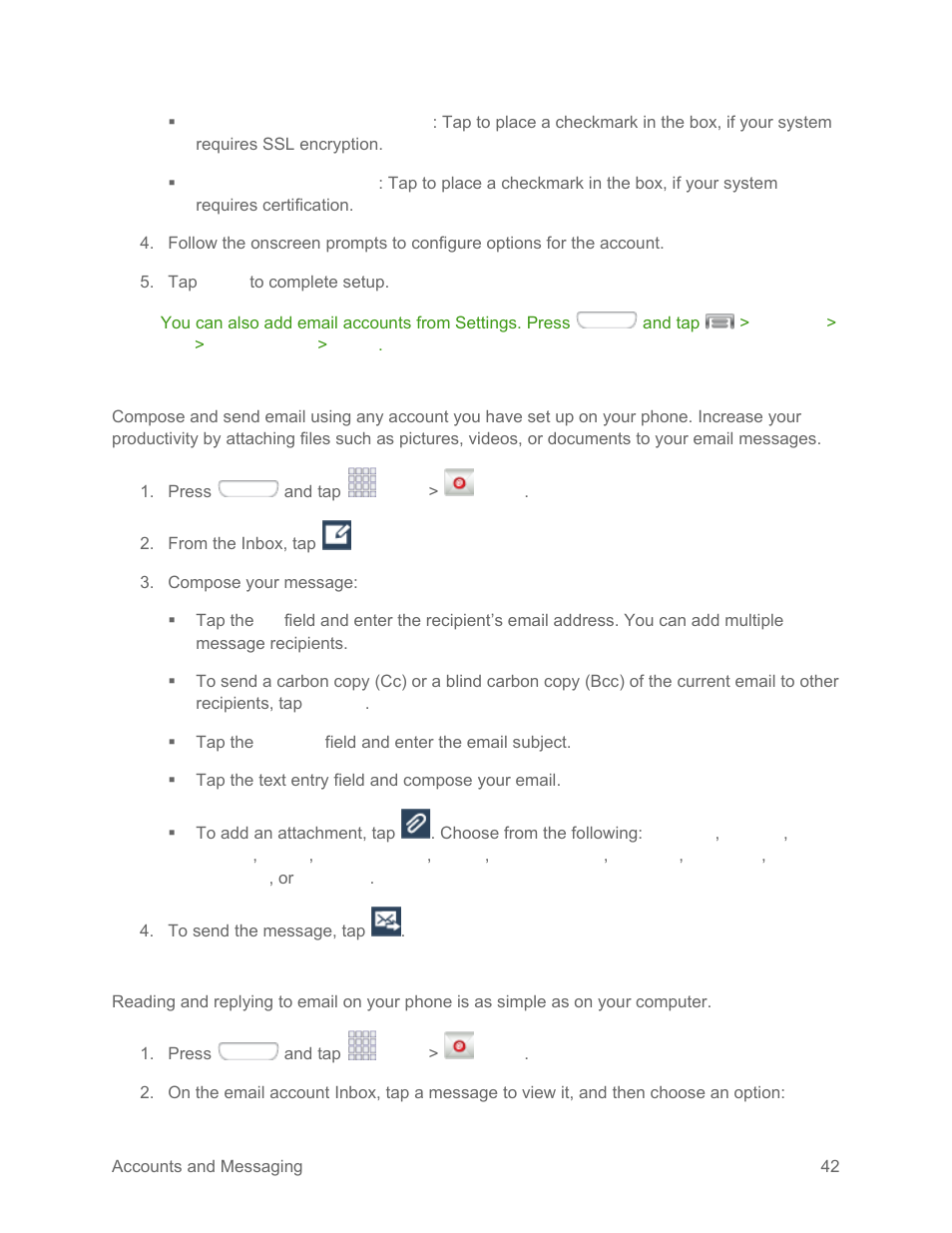 Compose and send email, View and reply to email | Samsung SPH-L710RWPSPR User Manual | Page 53 / 157