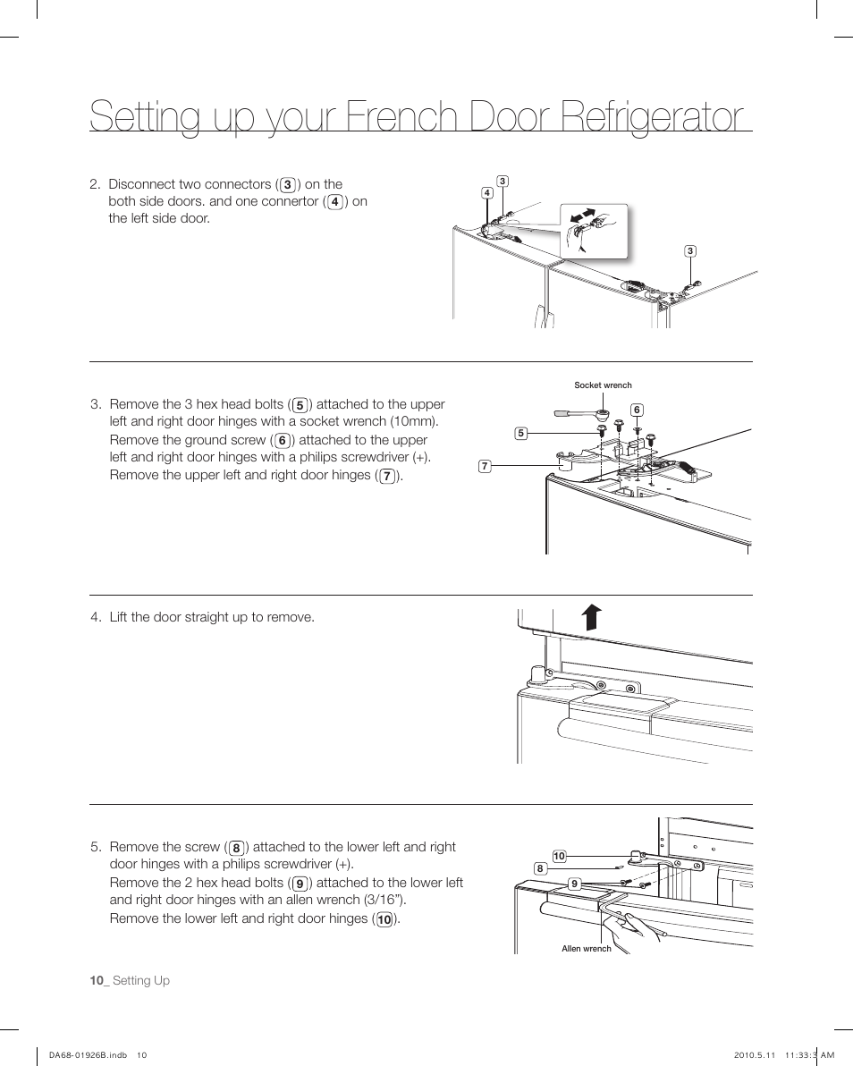 Setting up your french door refrigerator | Samsung RFG293HABP-XAA User Manual | Page 10 / 38