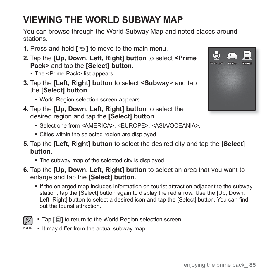 Viewing the world subway map | Samsung YP-Q1JEB-XAA User Manual | Page 85 / 94