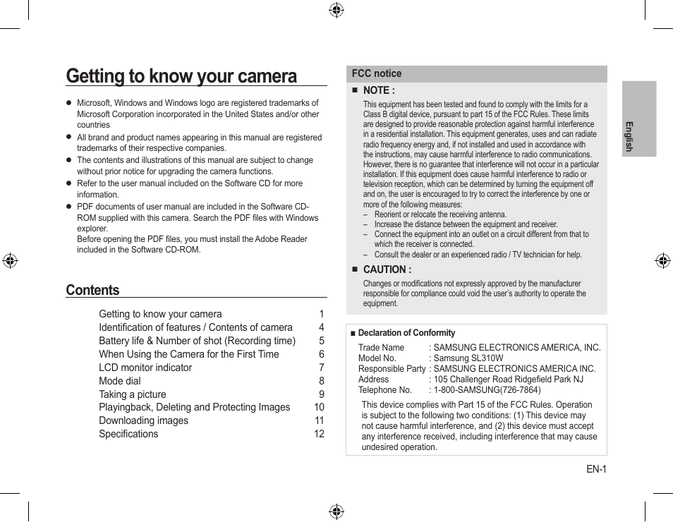 Samsung EC-SL310SBA-US User Manual | Page 2 / 30