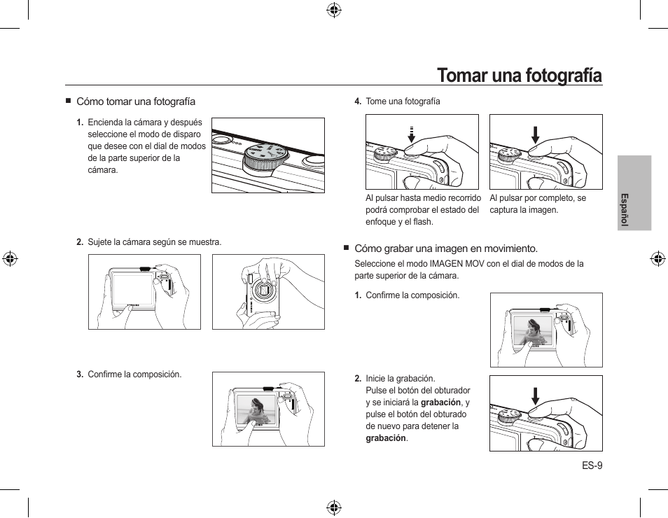 Tomar una fotografía | Samsung EC-SL310SBA-US User Manual | Page 24 / 30