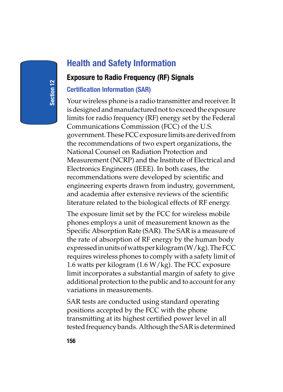 Health and safety information | Samsung SCH-A870MBAVZW User Manual | Page 156 / 196