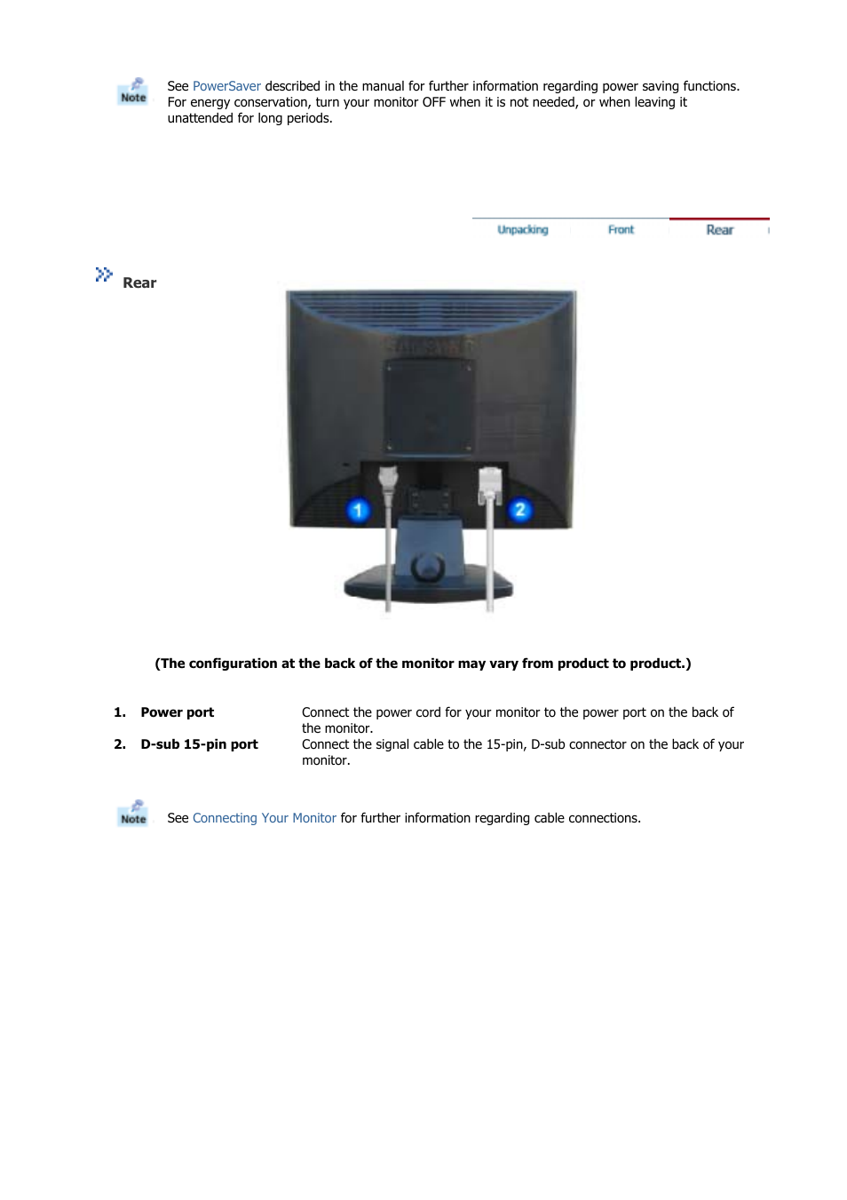 Rear | Samsung GS19VSSB User Manual | Page 10 / 64