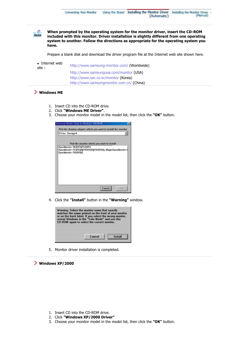 Installing the monitor driver(automatic) | Samsung GS19VSSB User Manual | Page 17 / 64