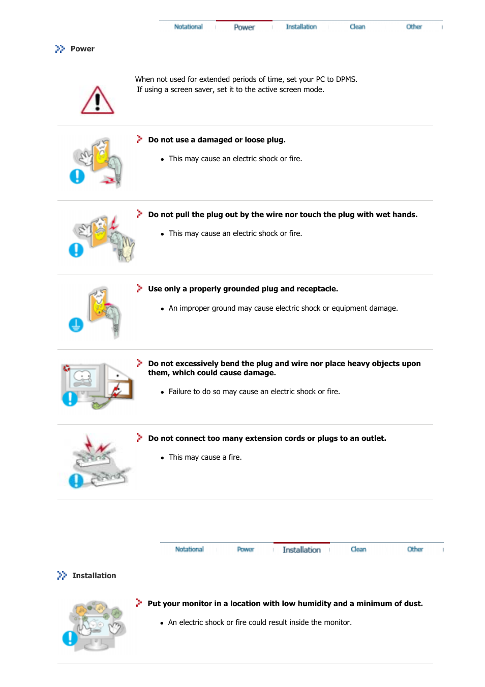 Power, Installation | Samsung GS19VSSB User Manual | Page 3 / 64