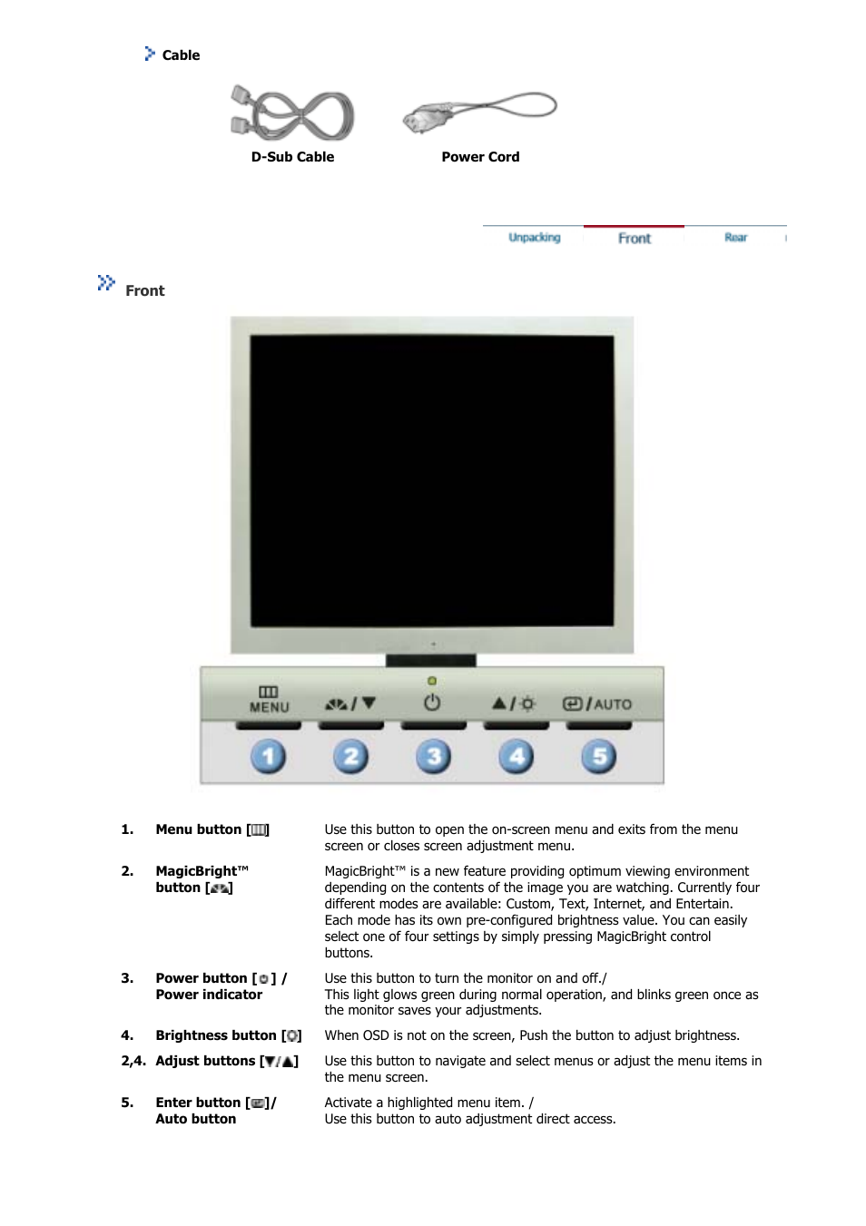 Front | Samsung GS19VSSB User Manual | Page 9 / 64
