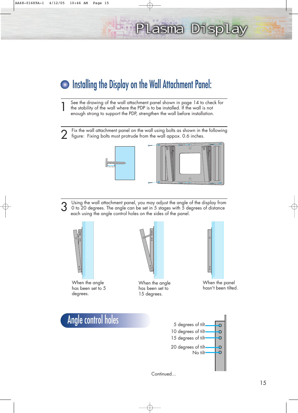 Angle control holes | Samsung SPK4215MX-XAC User Manual | Page 15 / 68