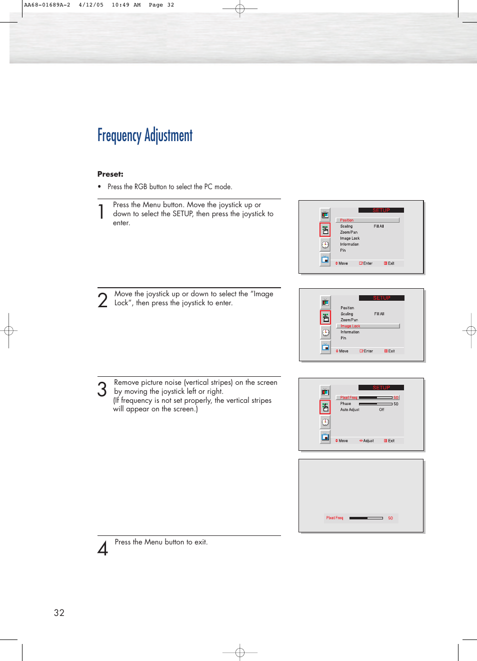 Frequency adjustment | Samsung SPK4215MX-XAC User Manual | Page 32 / 68