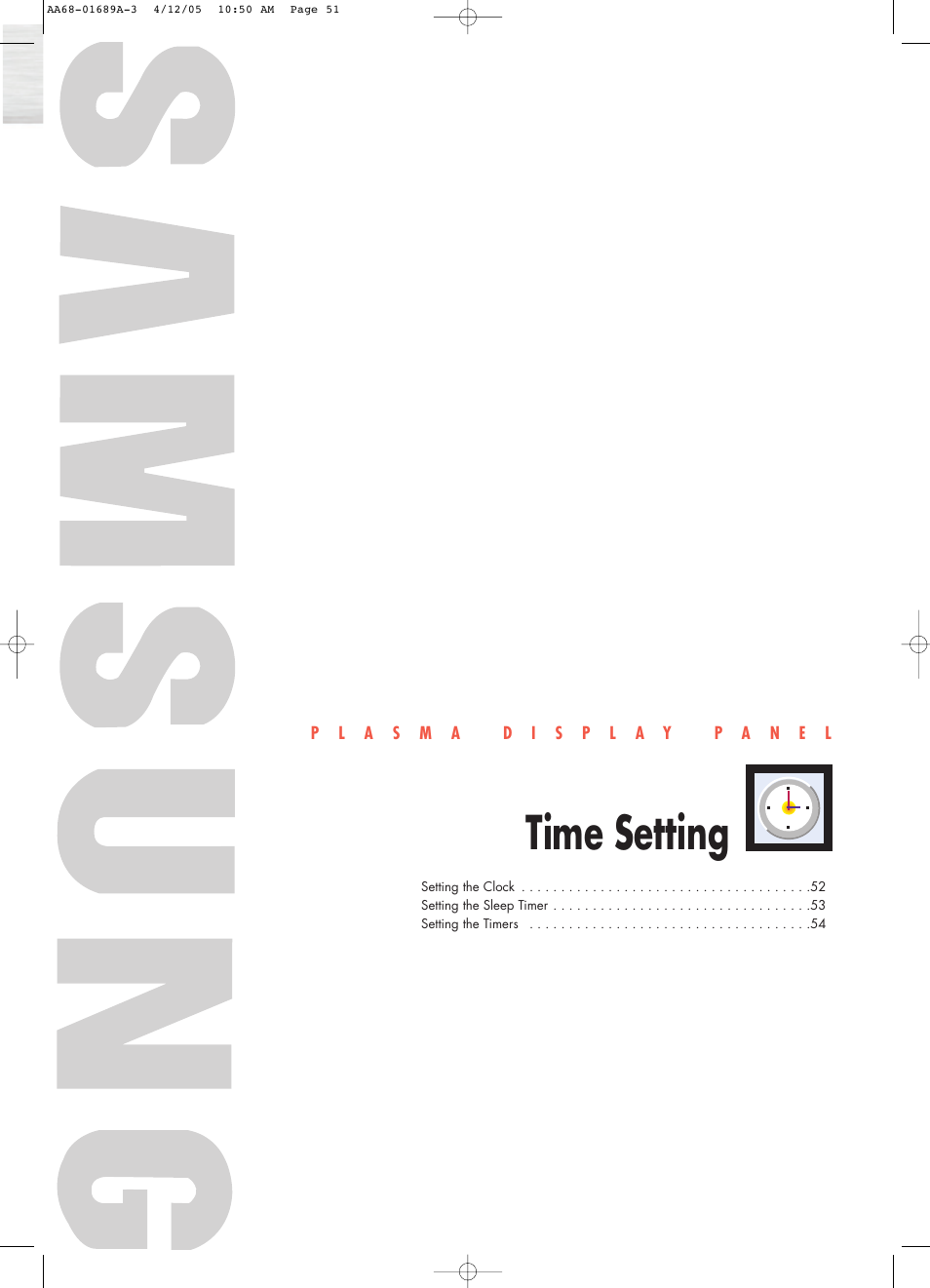Time setting | Samsung SPK4215MX-XAC User Manual | Page 51 / 68