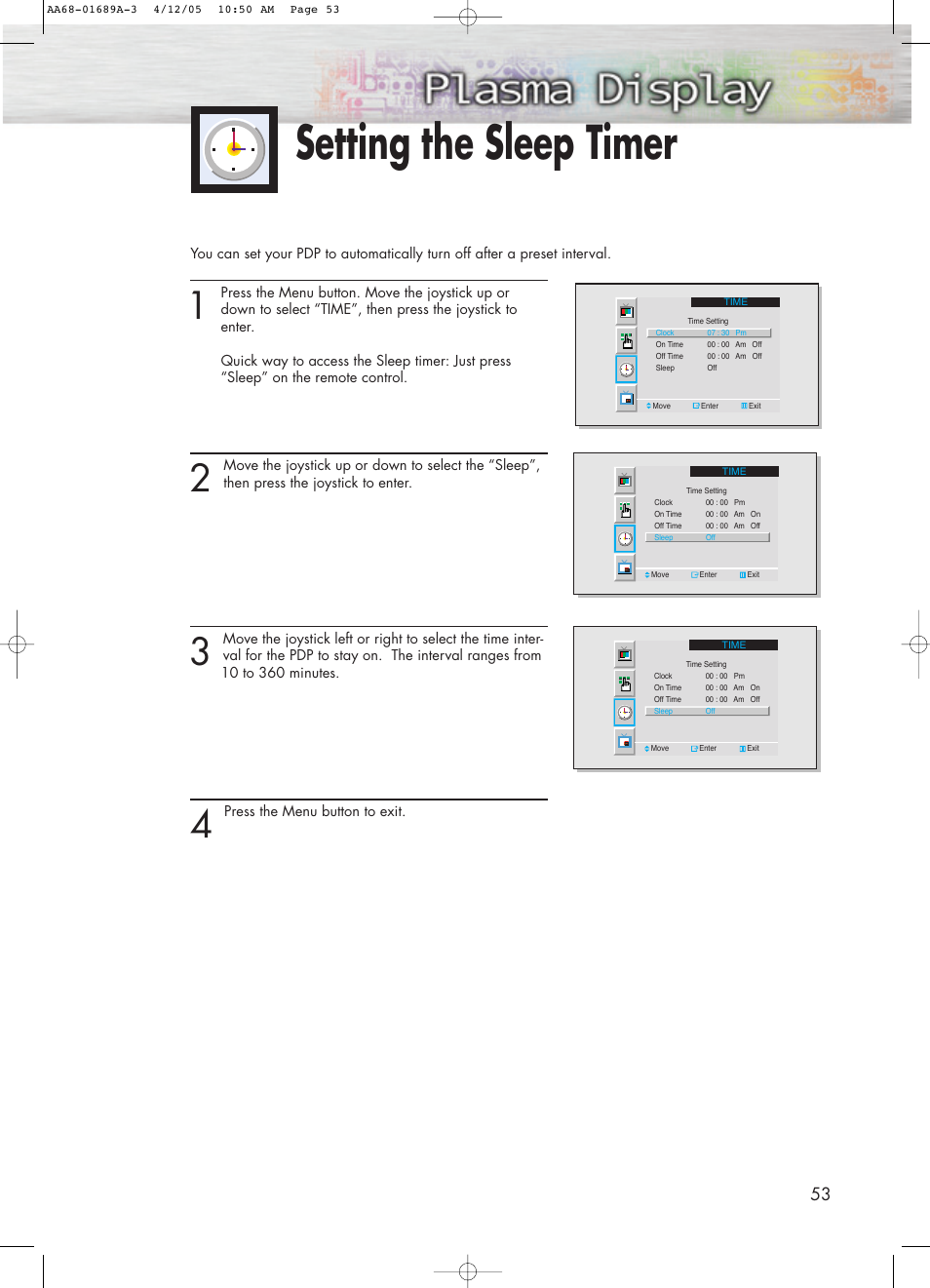 Setting the sleep timer | Samsung SPK4215MX-XAC User Manual | Page 53 / 68