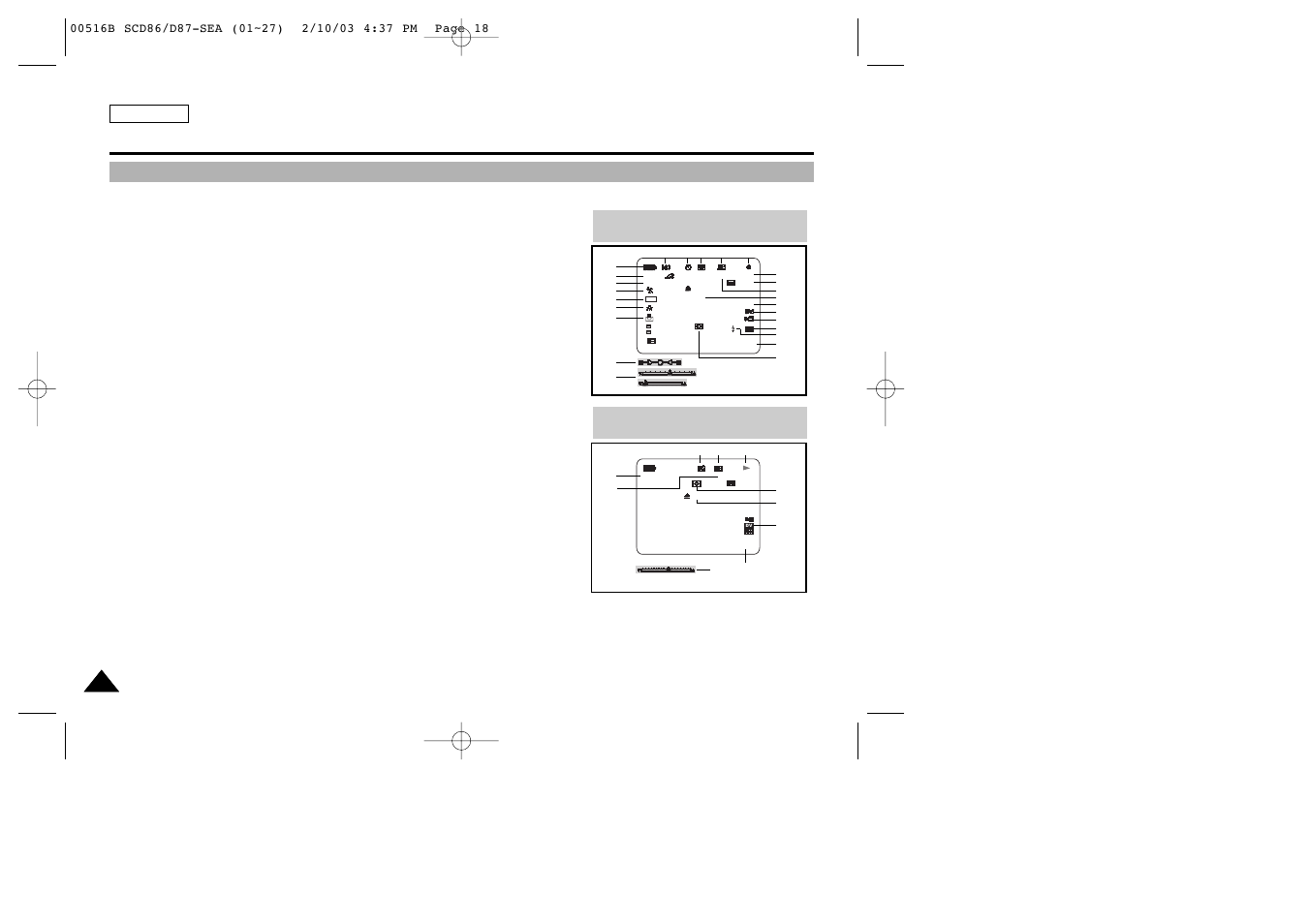Getting to know your camcorder, Osd (on screen display in camera and player modes), English | Osd in player mode | Samsung SC-D86-XAA User Manual | Page 22 / 108