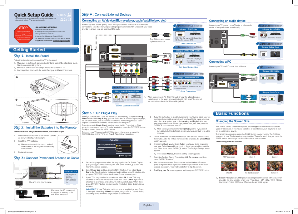 Samsung LN26C450E1DXZA User Manual | 2 pages