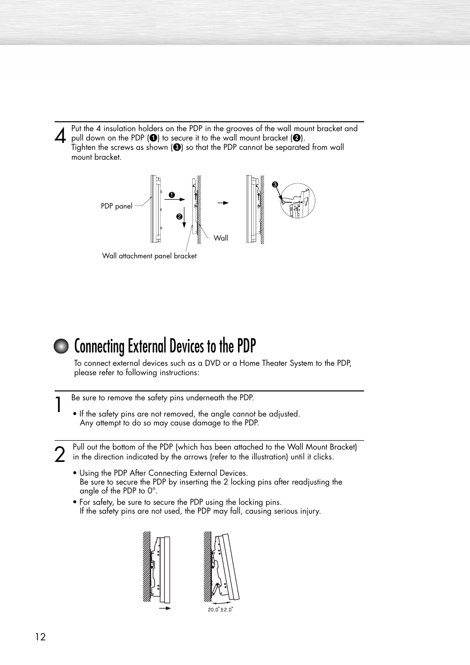 Connecting external devices to the pdp | Samsung SPP4231X-XAC User Manual | Page 12 / 104
