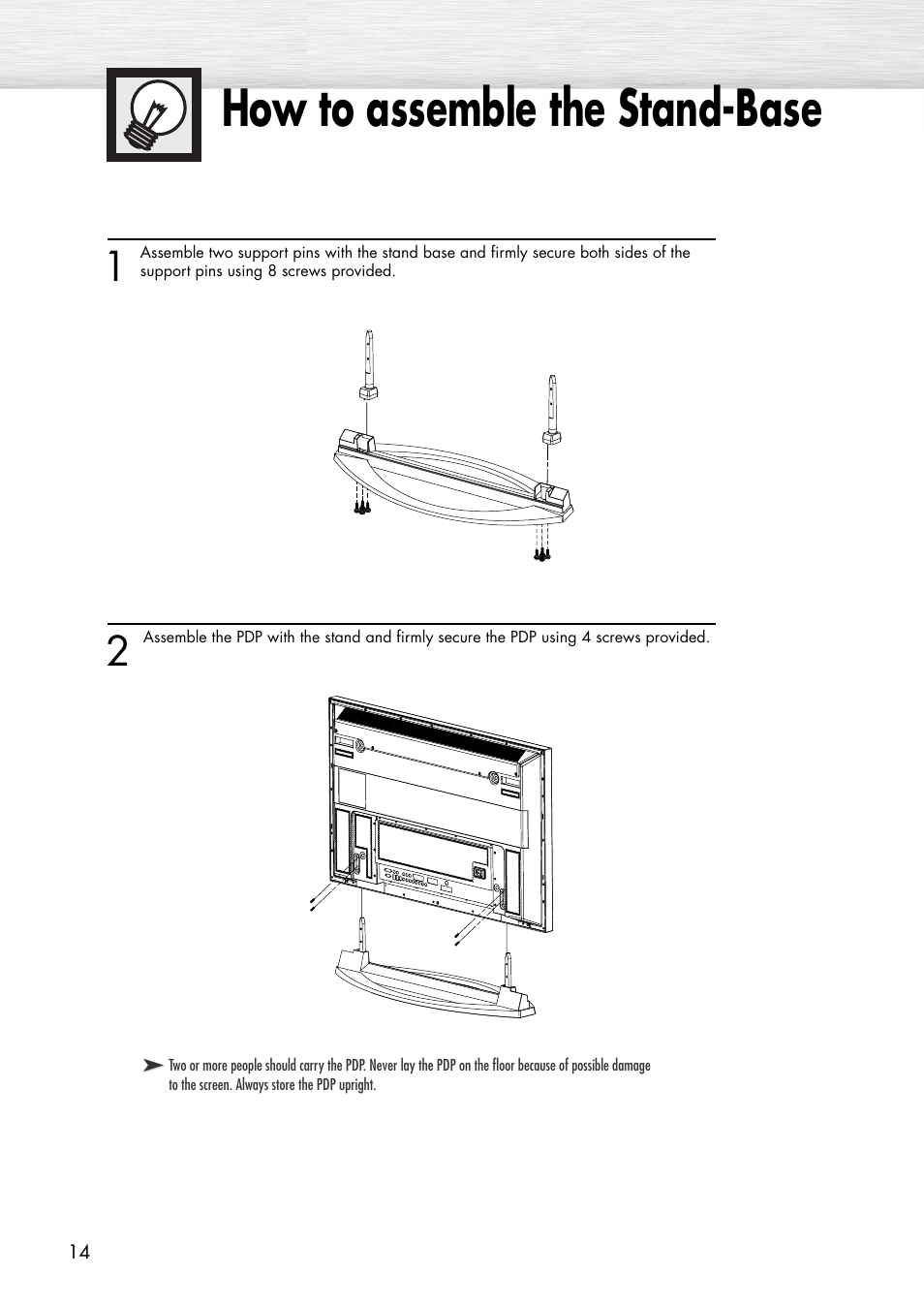 How to assemble the stand-base | Samsung SPP4231X-XAC User Manual | Page 14 / 104