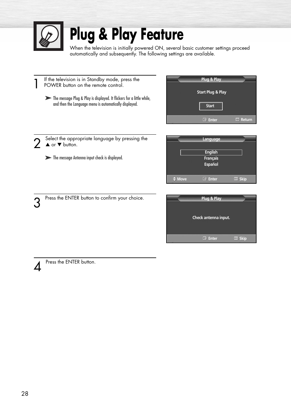 Plug & play feature | Samsung SPP4231X-XAC User Manual | Page 28 / 104