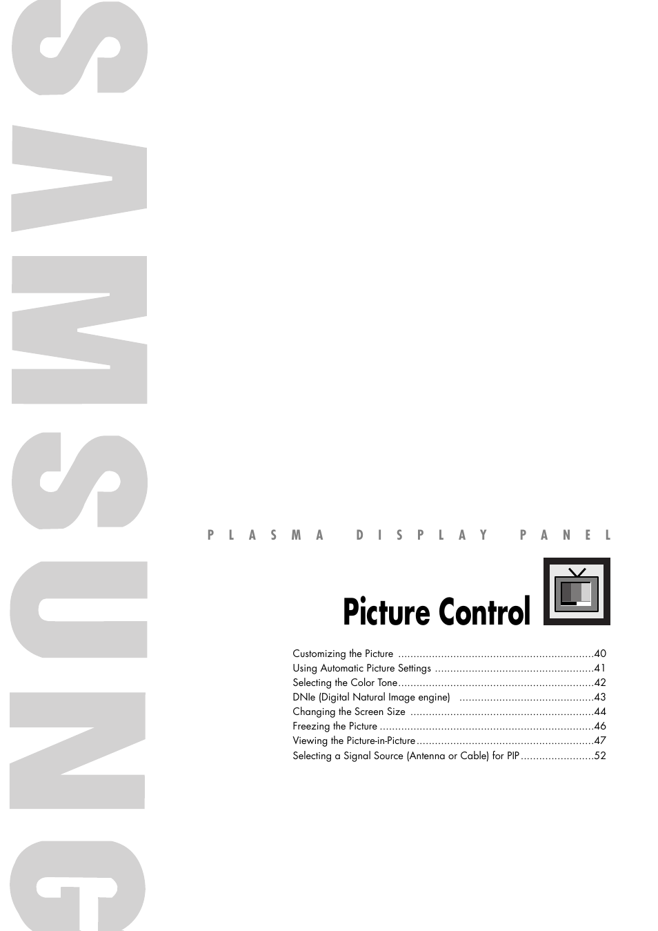 Picture control | Samsung SPP4231X-XAC User Manual | Page 39 / 104