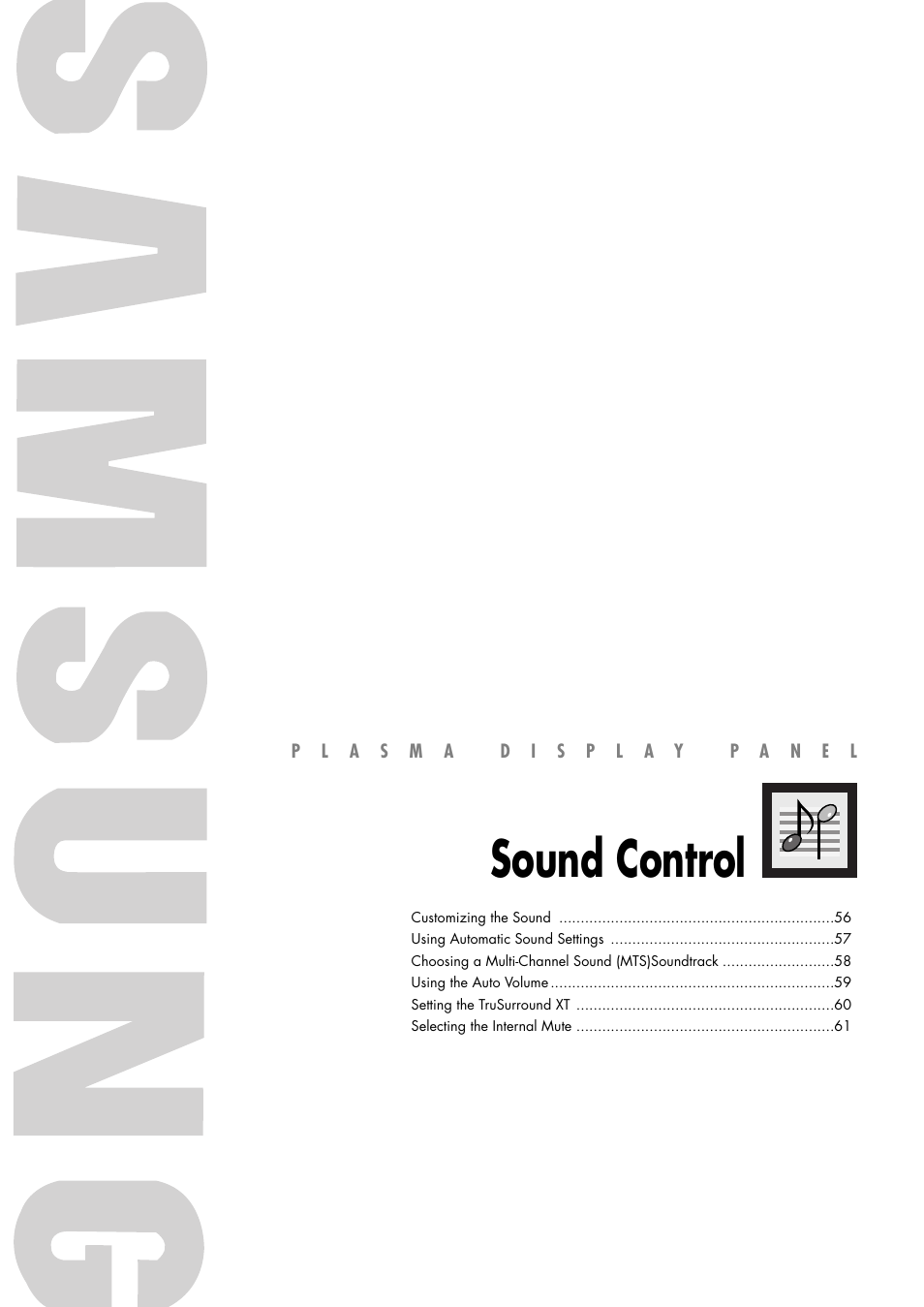 Sound control | Samsung SPP4231X-XAC User Manual | Page 55 / 104